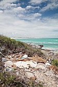 Rubbish discarded on a beach