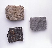 Three types of granite rock