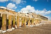 Smashed concrete sea defences