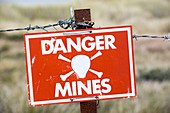 A warning sign about mines