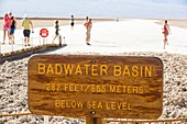 Tourists on salt pans Badwater