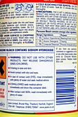 Bleach bottle label