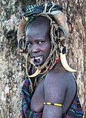 Young Mursi Girl without lip plate