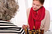 Women playing chess