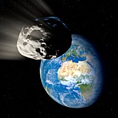 Asteroid approaching Earth,illustration