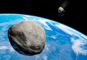 Asteroids approaching Earth,illustration