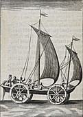 Wheeled sail boat,illustration