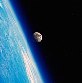 Earth and Moon from orbit,illustration