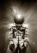 Cosmonaut in space,illustration