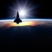 Space shuttle in orbit,illustration