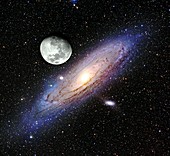 Andromeda Galaxy and moon