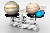 Jupiter mass compared with other planets
