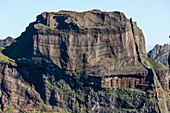 Ash layers in volcanic peak