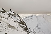Winter climber ascends An Garbhanach,UK