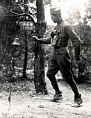 Gas alarm being sounded France,1918