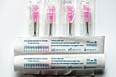 Disposable hypodermic single-use needles