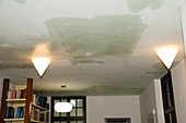 rain water damage on a ceiling
