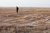 Dried up lake bed from Drought,China