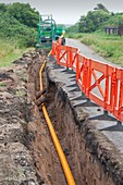 Pipeline being laid in Barrow in Furness