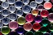 Silica gel beads,light micrograph