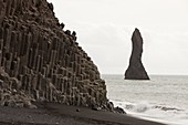 Sea stack and basalt columns