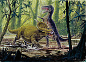 Pachyrhinosaurus and theropod fighting