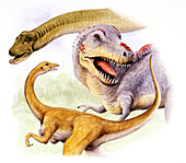 Cretaceous dinosaurs,illustration