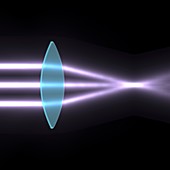 Light refraction with biconvex lens