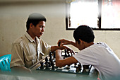 Visually impaired people playing chess