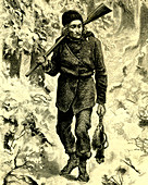 19th Century hunter,illustration