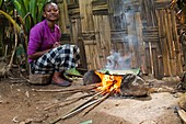 Cooking bread from the fruitless Banana