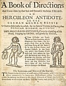 Handbill for scurvy cure,17th century