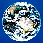 Satellite image of earth showing N & S.America