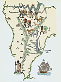 South America,from a 16th century map