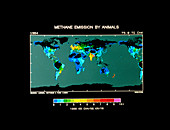 Map of methane emission by animals