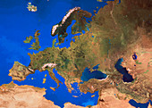Mosaic of satellite images of Europe
