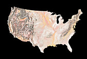 Digital shaded-relief map of the continental USA