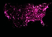 Satellite picture of the city lights of the USA