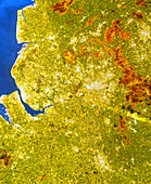 True-colour satellite image of north-west England