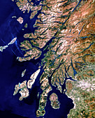 True-colour satellite image of western Scotland