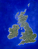 Illustration of a relief map of the British Isles