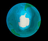 Map of Antarctic ozone hole on 6 October 1991