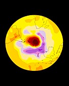 Satellite map of Antarctic ozone depletion,1998
