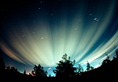 Fisheye lens photograph of the aurora borealis