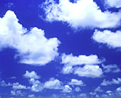 Cumulus clouds against a blue sky