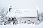 Snow-covered cottage,Braemar,Scotland