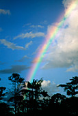 Rainbow over lower montane rain forest,Ecuador