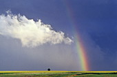 Cumulus cloud near a rainbow