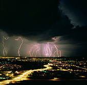 Lightning storm over Tucson,Arizona