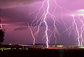Multiple cloud-to-ground lightning strikes